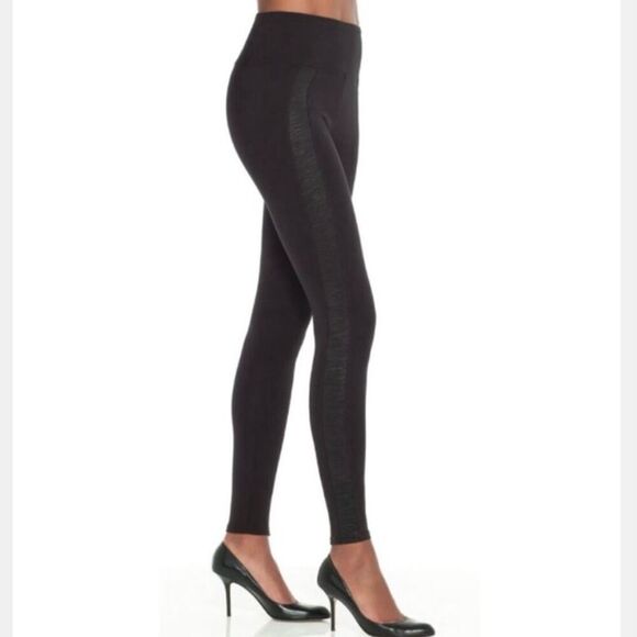 SPANX Ready To Wow High Rise Snakeskin Tuxedo Leggings (Black) #2436 - Small - Picture 1 of 11